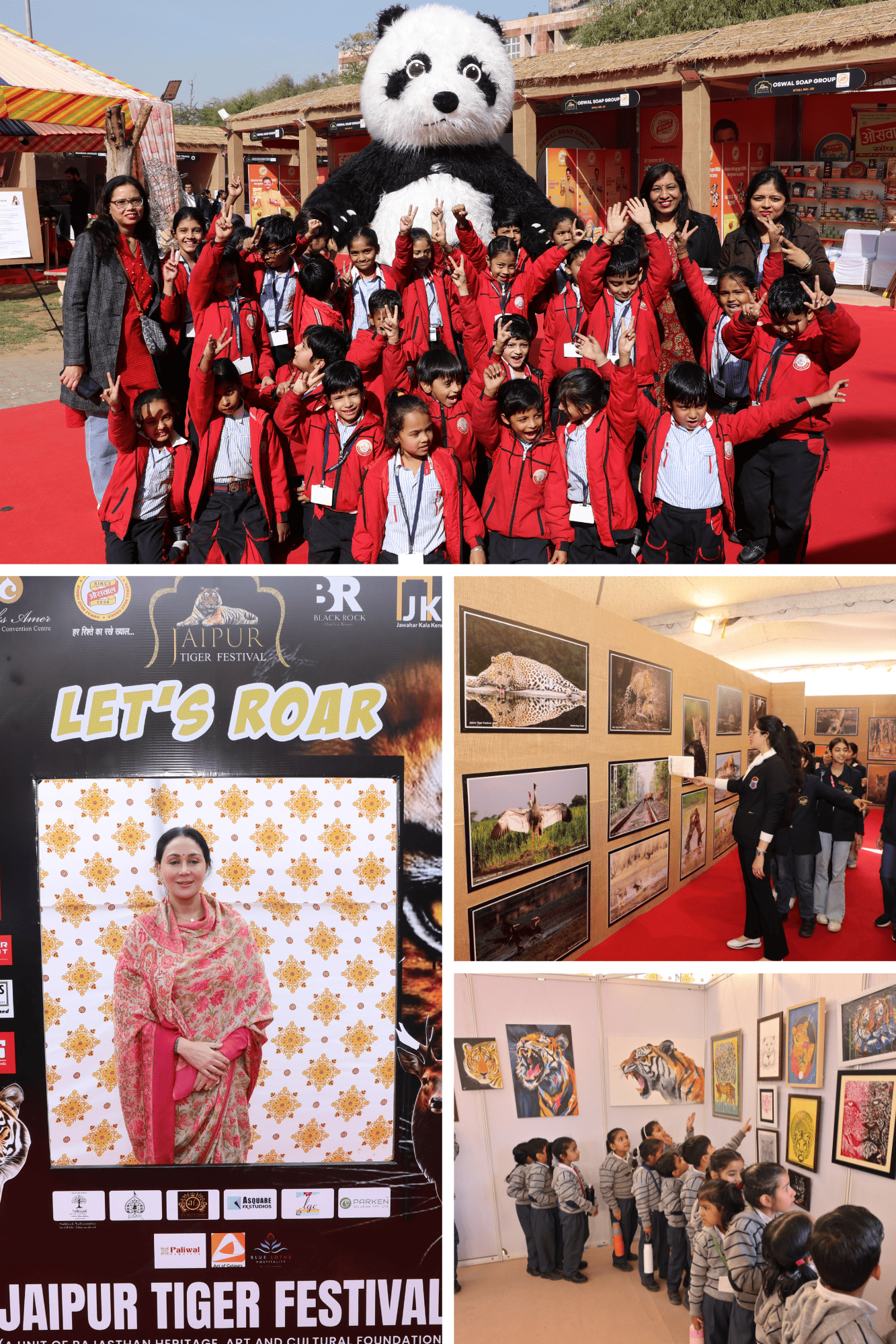 Students learning about Indian wildlife at a festival exhibit